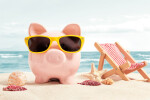 Piggbank on a beach