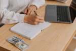 Woman looking at finances