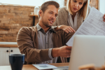 Couple looking over finances together